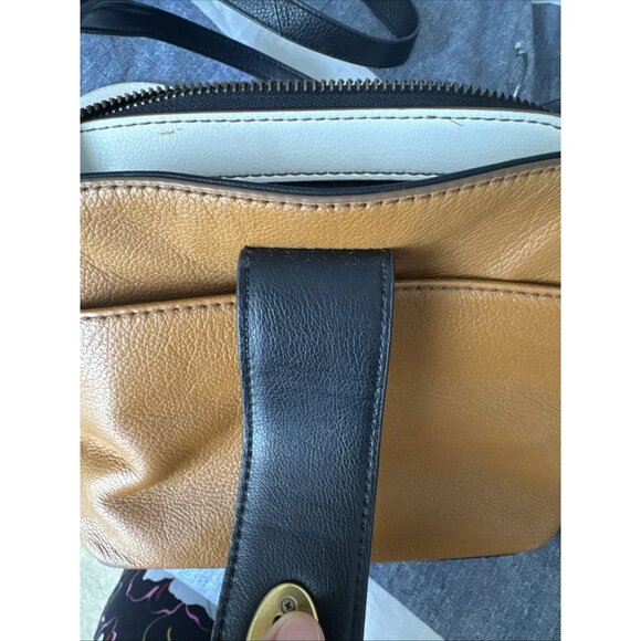 Fossil Lana Crossbody Black Tan With Turn Lock Multiple Compartments Adjustable - Picture 6 of 8
